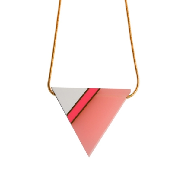 Trina Turk Jewelry - Trina Turk Goldtone triangular pinky coral statement necklace bold chunky EUC